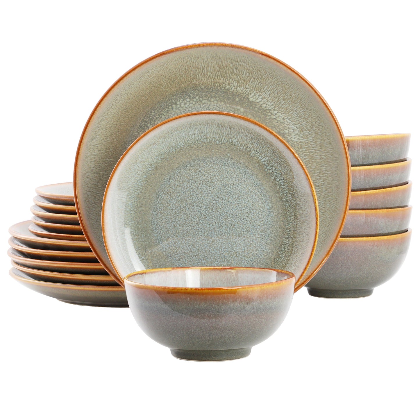 Elama Wilma 18 Piece Round Stoneware Dinnerware Set in Light Blue W2B