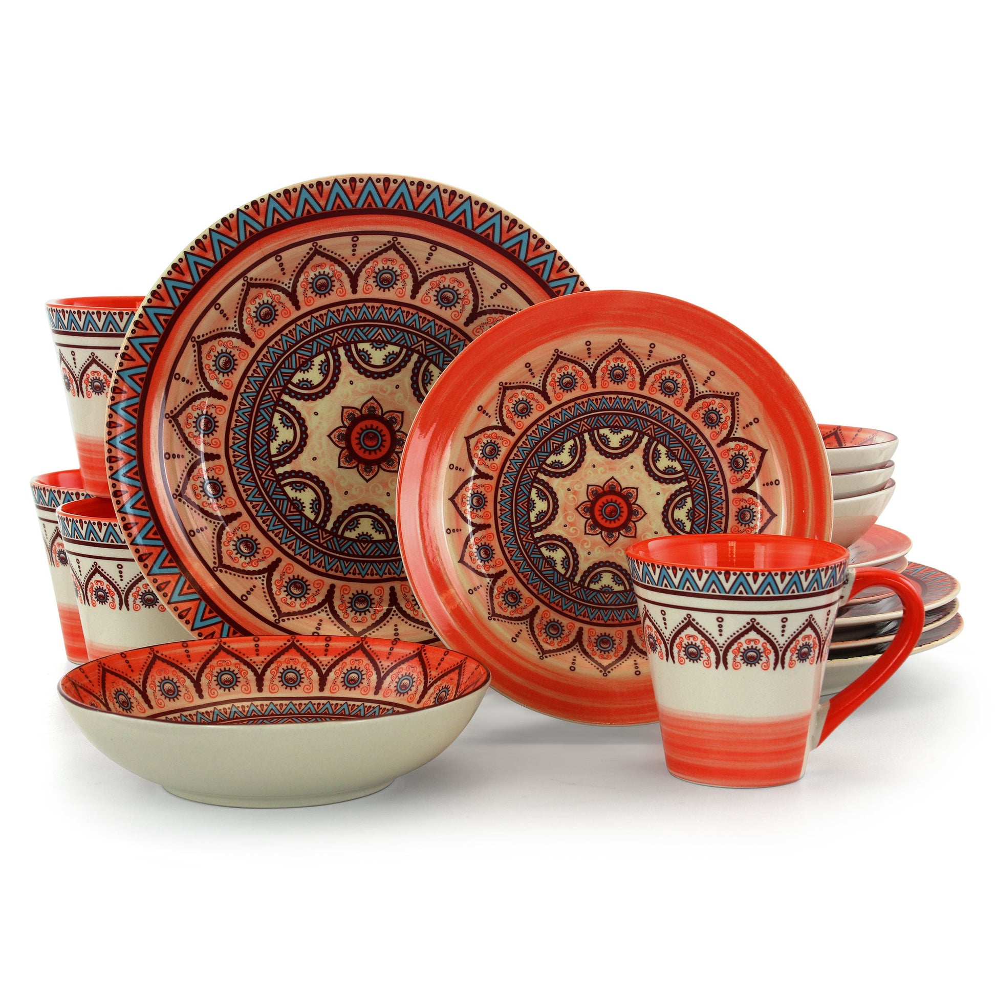 Elama Zen Rust Mozaik 16 Piece Dinnerware Set W2B