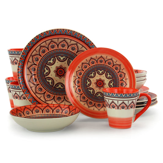 Elama Zen Rust Mozaik 16 Piece Dinnerware Set W2B