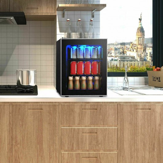 60 Can Beverage Mini  Refrigerator with Glass Door W2B