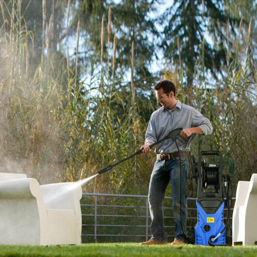 1800W 2030PSI Electric Pressure Washer Cleaner with Hose Reel-Blue W2B