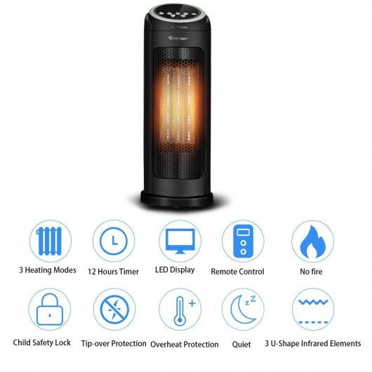 1500 W LED Portable Oscillating PTC Ceramic Space Heater W2B