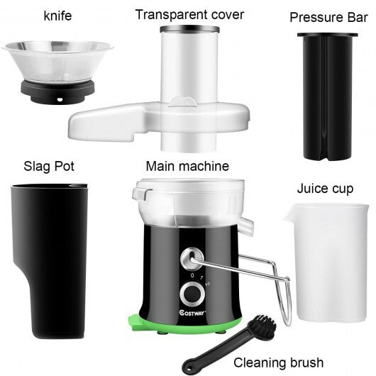 2 Speed Wide Mouth Fruit and Vegetable Centrifugal Electric Juicer - Color: Black W2B