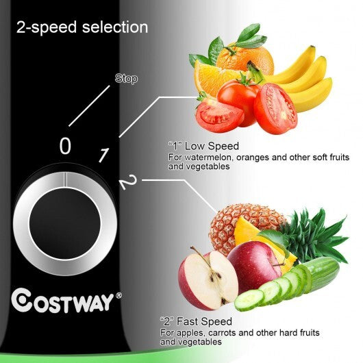 2 Speed Wide Mouth Fruit and Vegetable Centrifugal Electric Juicer - Color: Black W2B