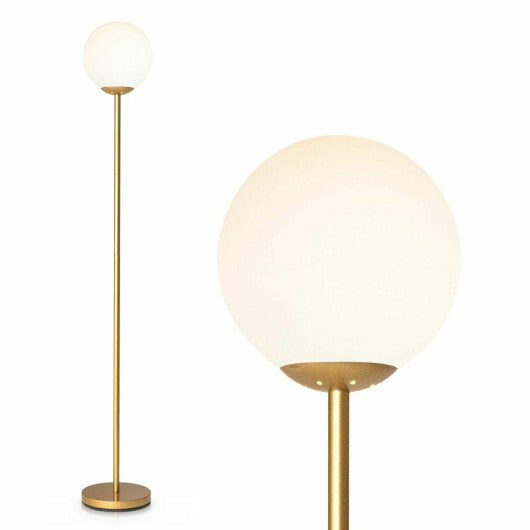 Glass Globe LED Floor Lamp with Glass Lampshade-Golden W2B