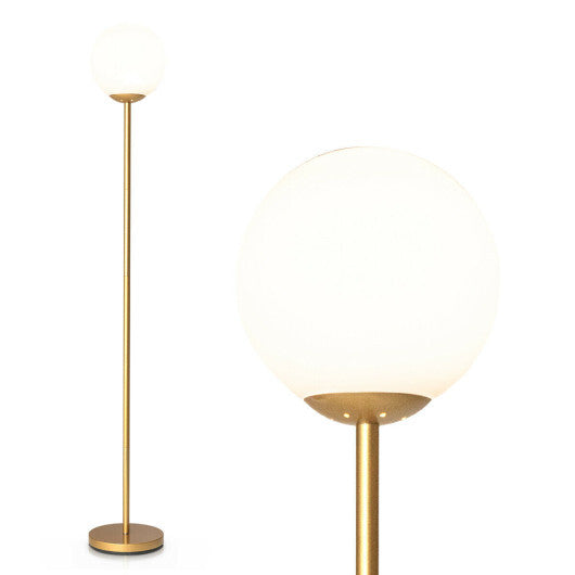 Glass Globe LED Floor Lamp with Glass Lampshade-Golden W2B