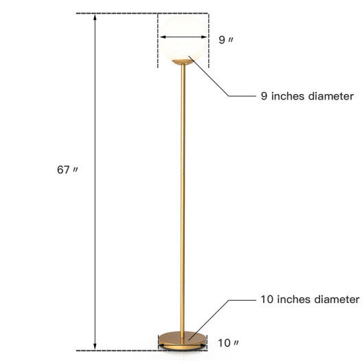 Glass Globe LED Floor Lamp with Glass Lampshade-Golden W2B