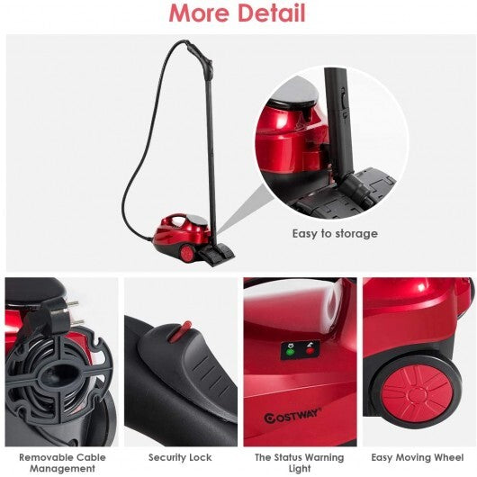 2000W Heavy Duty Multi-purpose Steam Cleaner Mop with Detachable Handheld Unit-Red W2B