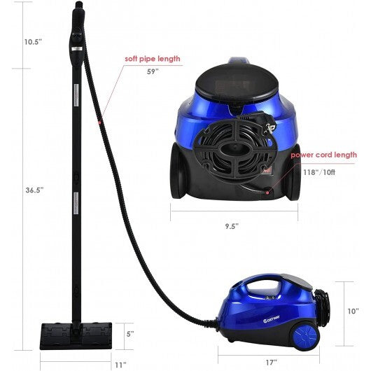 2000W Heavy Duty Multi-purpose Steam Cleaner Mop with Detachable Handheld Unit-Blue W2B