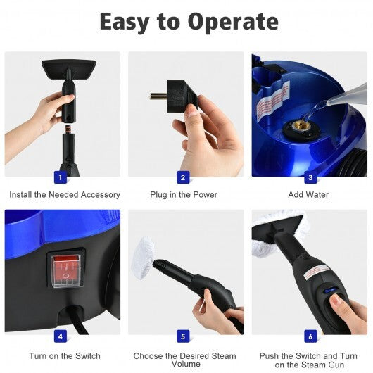 2000W Heavy Duty Multi-purpose Steam Cleaner Mop with Detachable Handheld Unit-Blue W2B