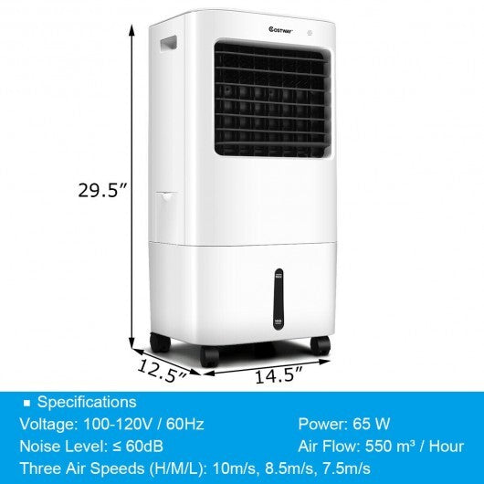 Evaporative Portable Air Cooler Fan w/ Remote Control-White W2B