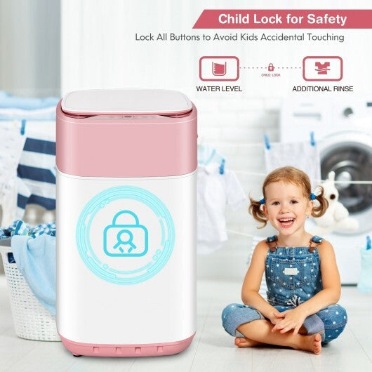 8lbs Portable Fully Automatic Washing Machine with Drain Pump-Pink W2B
