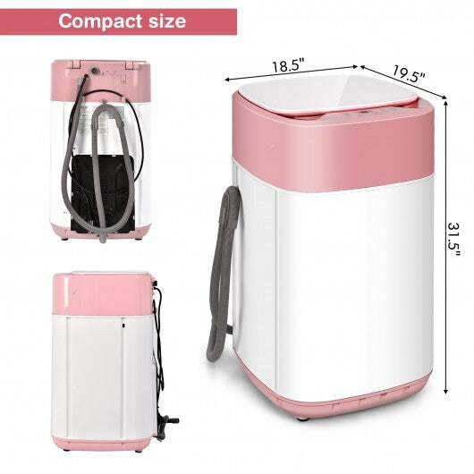 8lbs Portable Fully Automatic Washing Machine with Drain Pump-Pink W2B