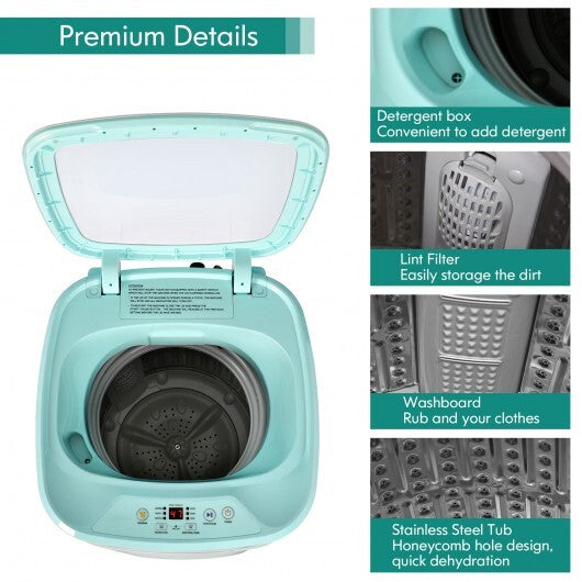 8lbs Portable Fully Automatic Washing Machine with Drain Pump-Pink W2B