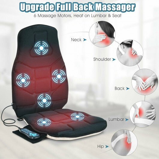 Seat Cushion Massager with Heat and 6 Vibration Motors for Home W2B