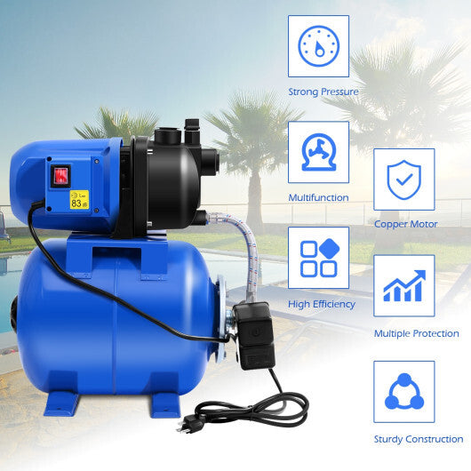 1200 W Garden Water Pump Shallow Well Pressurized Irrigation-Blue W2B