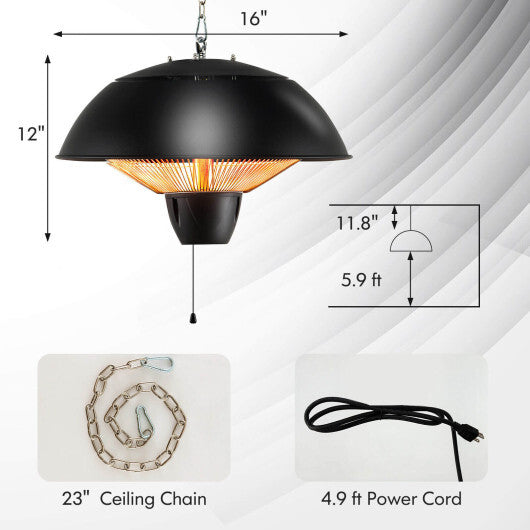 1500W Electric Patio Heater with IPX4 Waterproof W2B