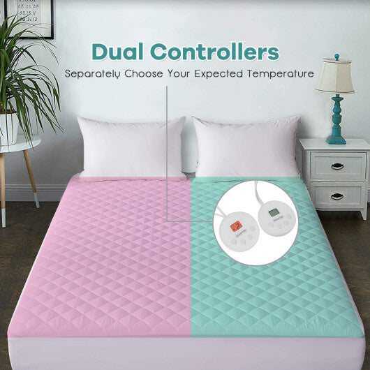 Auto Shut Off Heated Electric Mattress Pad with Dual Controller-Queen Size