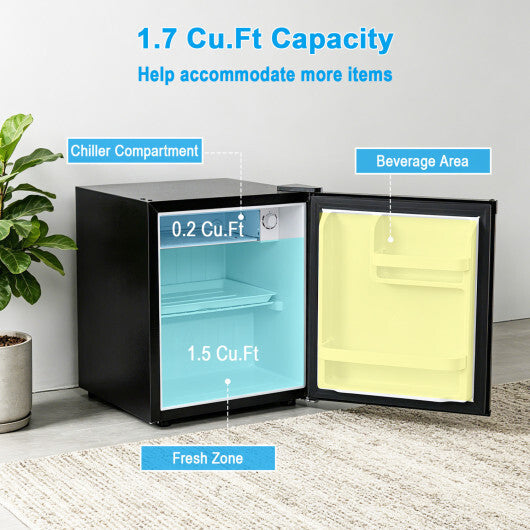 Compact Mini Fridge with 7-Level Adjustable Thermostat-Silver W2B