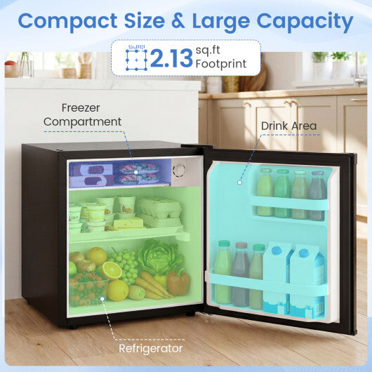 Compact Mini Fridge with 7-Level Adjustable Thermostat-Silver W2B