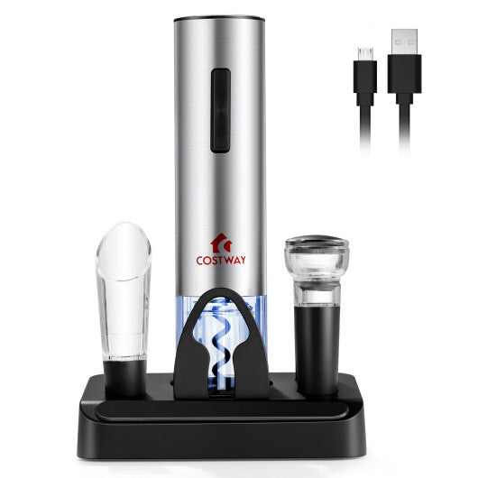6-in-1 Electric Wine Bottle Opener Set with Foil Cutter for Kitchen W2B