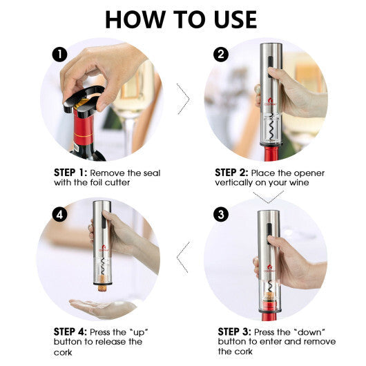 6-in-1 Electric Wine Bottle Opener Set with Foil Cutter for Kitchen W2B