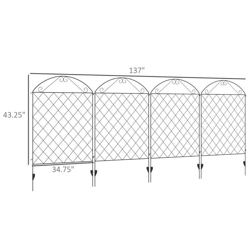 4 Pack Steel Foldable Fence Arch Trellis Panel Animal Barrier FastFurnishings