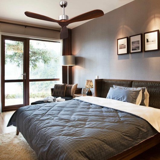 52 Inch Modern Brushed Nickel Finish Ceiling Fan with Remote Control W2B