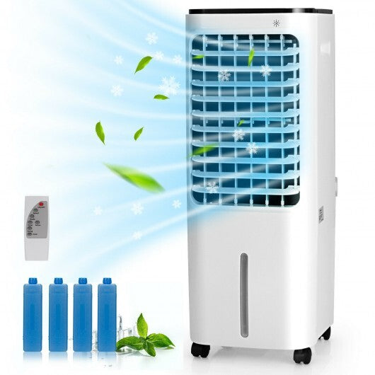 4-in-1 Evaporative Air Cooler with 12L Water Tank and 4 Ice Boxes-White W2B