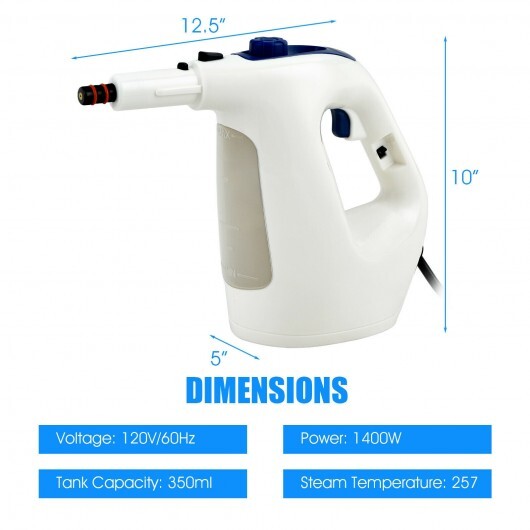 1400W Multipurpose Pressurized Steam Cleaner With 17 Pieces Accessories-Gray W2B