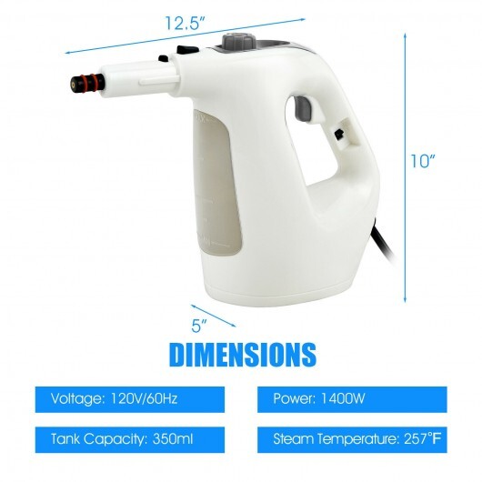 1400W Multipurpose Pressurized Steam Cleaner With 17 Pieces Accessories-Gray W2B