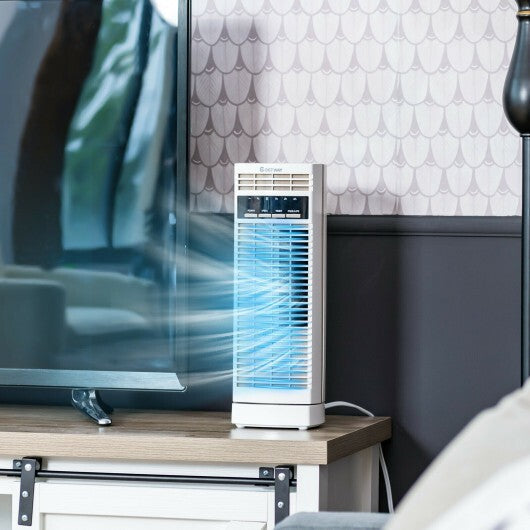 14 Inch  Mini Oscillating Tower Fan Electric Desk Fan with 3 Speed and Timer-White W2B