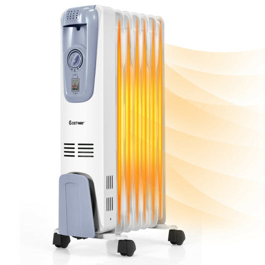 1500W Oil Filled Radiator with Thermostat and 4 Bottom Wheels W2B