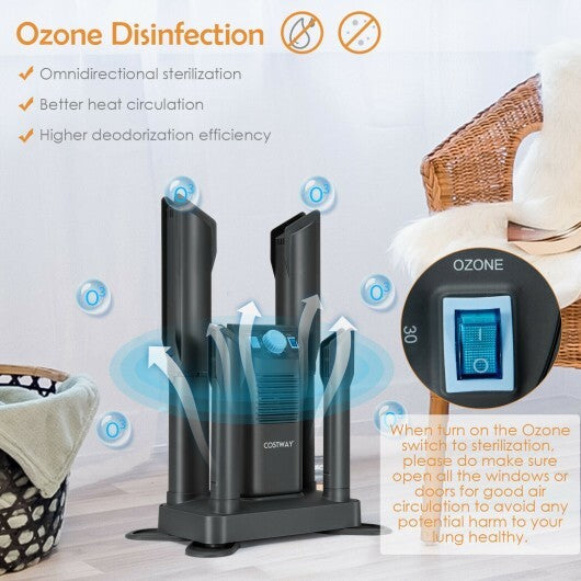 Electric Shoe Boot Dryer 4 Shoes with 180 Mins Timer Ozone Disinfection-Gray - Color: Gray W2B