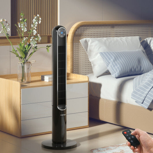 42 Inch 80 Degree Tower Fan with Smart Display Panel and Remote Control-Black W2B
