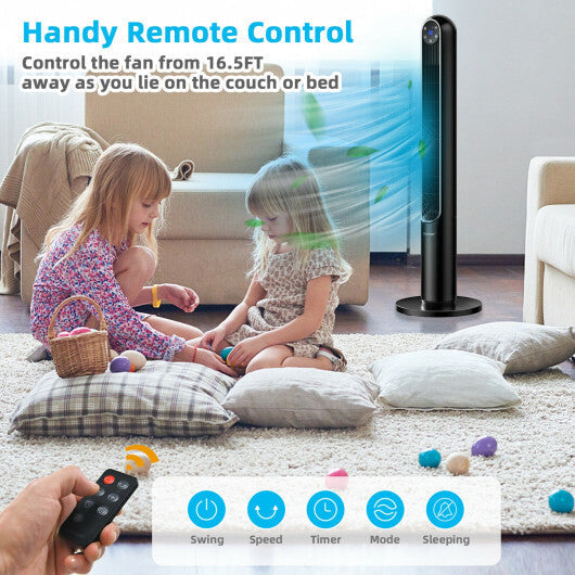 42 Inch 80 Degree Tower Fan with Smart Display Panel and Remote Control-Black W2B