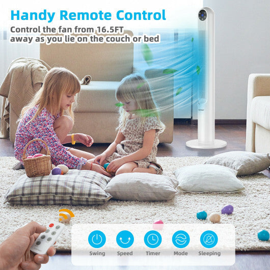 42 Inch 80 Degree Tower Fan with Smart Display Panel and Remote Control-Black W2B