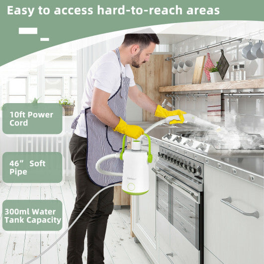 1000W Multifunction Portable Hand-held Steam Cleaner with 10 Accessories-Green W2B