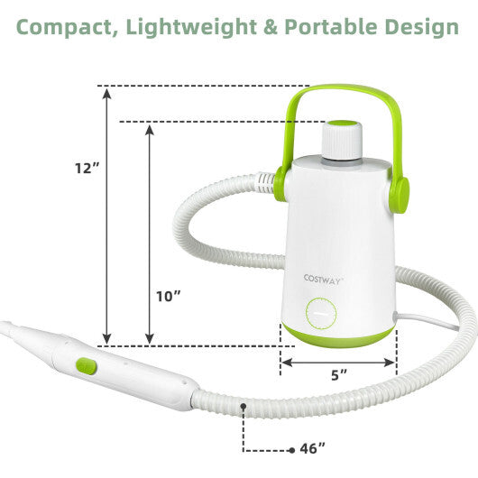 1000W Multifunction Portable Hand-held Steam Cleaner with 10 Accessories-Green W2B