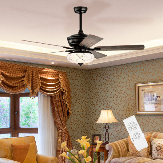 52 Inch Ceiling Fan with 3 Wind Speeds and 5 Reversible Blades-Gray - Color: Gray W2B