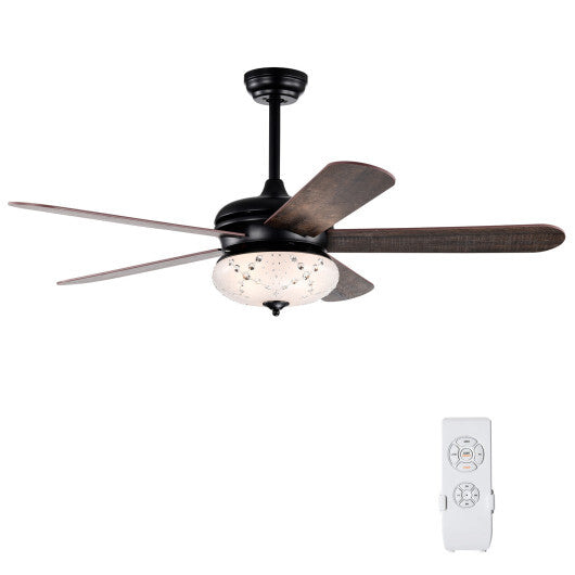 52 Inches Ceiling Fan with Remote Control-Walnut W2B