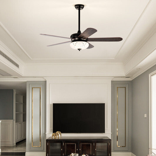 52 Inches Ceiling Fan with Remote Control-Walnut W2B
