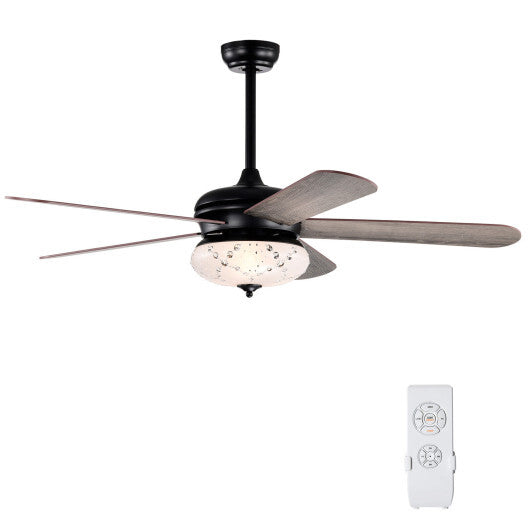 52 Inches Ceiling Fan with Remote Control-Walnut W2B