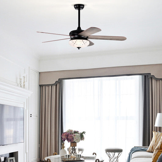 52 Inches Ceiling Fan with Remote Control-Walnut W2B