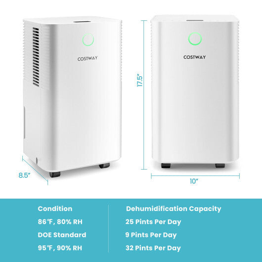 1750 Sq. Ft 32 Pints Dehumidifier with Auto Defrost and 24H Timer Drain Hose-White W2B