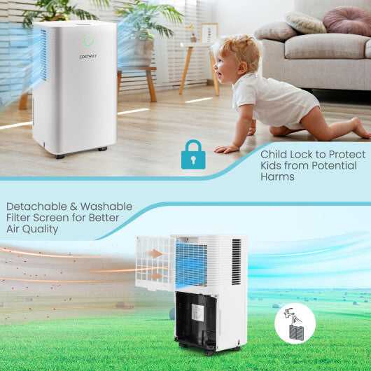 1750 Sq. Ft 32 Pints Dehumidifier with Auto Defrost and 24H Timer Drain Hose-White W2B