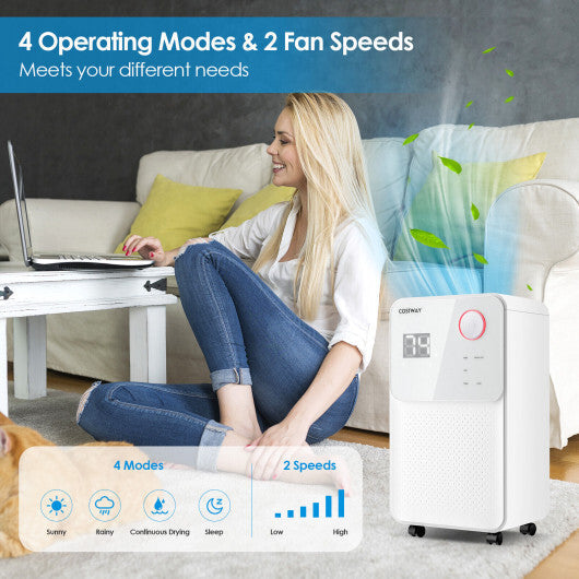 32 Pints 2000 Sq. Ft Dehumidifier for Home and Basements with 3-Color Digital Display-White W2B