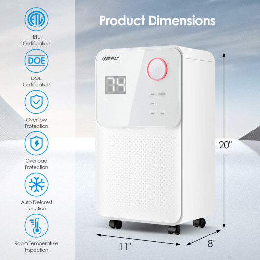 32 Pints 2000 Sq. Ft Dehumidifier for Home and Basements with 3-Color Digital Display-White W2B