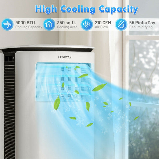 9000 BTU 3 in 1 Portable Air Conditioner with Fan and Dehumidifier-White W2B