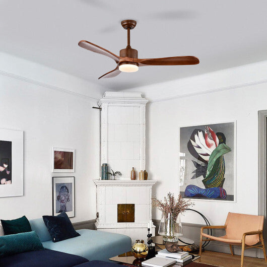 52 Inch Reversible Ceiling Fan with LED Light and Adjustable Temperature-Silver W2B